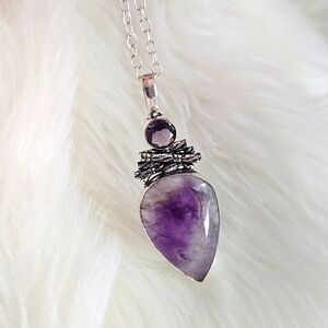 🪻New Amethyst Pendant in 925 Silver on 18" 925 Silver Adjustable Chain🪻